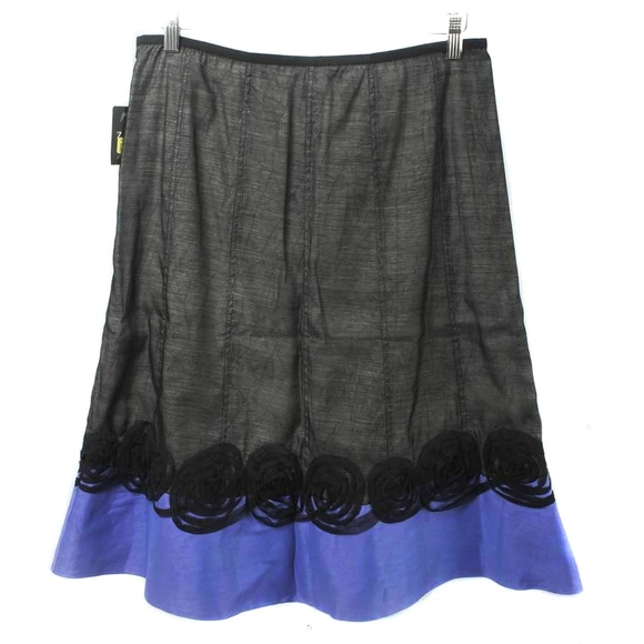ZOZO Black Overlay Purple Accent  Gored A-Line Skirt NWT Size Women's 10 - Picture 2 of 4